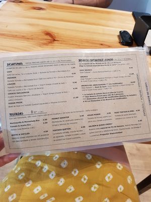Menu at Owl Coffee  in Sopelana