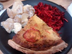 Quiche + two side salads at Soy Division in Glasgow