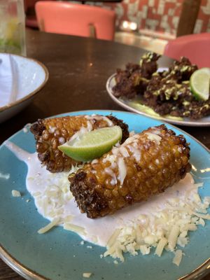 Corn with garlic sauce  at Las Iguanas in Swansea