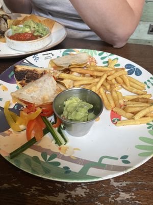 Kids vegan quesadillas   at Las Iguanas in Swansea