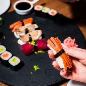 Vegan sushi at Fokim in Warsaw