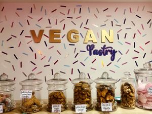 Like a kid in a candy store. Vegan meringues, cookies and chocolate   at Frambuesa Pastelería Vegan in Bogota