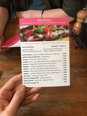 Sandwich Menu   at Pinkmans in Bristol
