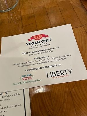 2023 - Reno Vegan Chef Challenge - menu at Liberty Food & Wine Exchange in Reno