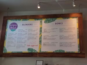 Menu board  at Blenders & Bowls in Austin