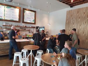 Nice atmosphere, modern. All kinds of people  at Blenders & Bowls in Austin