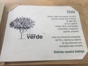 La bienvenida at La Bodega Verde in Lima