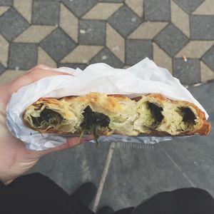 Spinach burek 

Photo by: Slovenian Vegan page on Facebook at backWERK in Ljubljana
