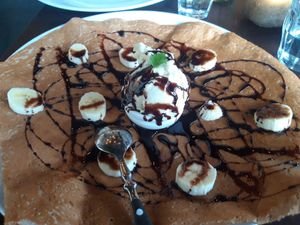 Vegan banana chocolate crepe at Creperie & Logi in Visby