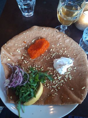 Vegan tångcaviar galette at Creperie & Logi in Visby