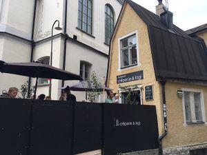 Tiny but super cute outdoor seating area  at Creperie & Logi in Visby