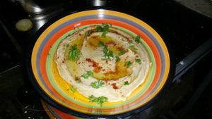 Hummus! Fresh and so tasty! made from scratch, no preservatives or cans used. Comes with hot, made on the spot flat bread. So so so good! :) at Aroma House in Kampot