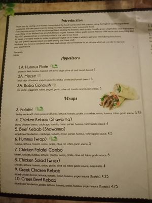 menu  at Aroma House in Kampot