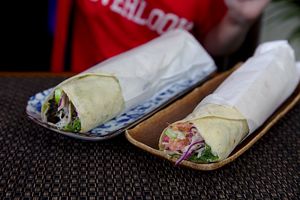 Wrap falafel and hummus at Aroma House in Kampot