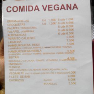 Menu at La Pascuala in Madrid