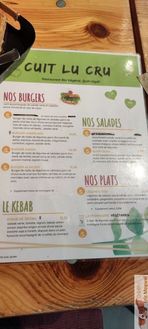 Menu at Cuit Lu Cru in Colmar