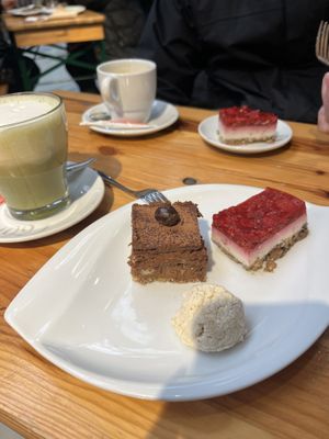 Cheesecake, hazelnut praline, biscuit (don’t recommend the biscuit)   at Cuit Lu Cru in Colmar