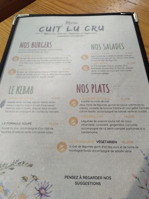Menu at Cuit Lu Cru in Colmar