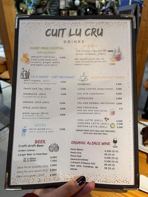 English menu beverages at Cuit Lu Cru in Colmar
