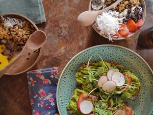 Smoothie bowls and avo on toasts at Rosie's Cafe in Hoi An