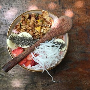 Banana strawberry smoothie bowl  at Rosie's Cafe in Hoi An