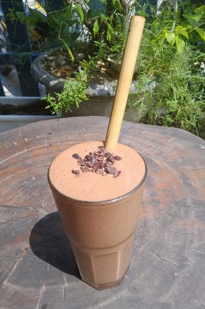 Chocolate-peanut butter smoothie at Rosie's Cafe in Hoi An