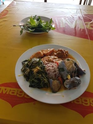 Choice of three kinds of vegetables with rice at Vegetarian House  in Phuket