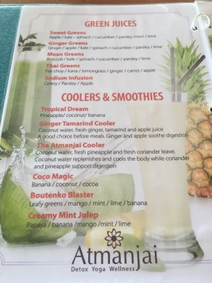 Sample of the Menu at Supernatural Restaurant at Friendship Beach in Phuket