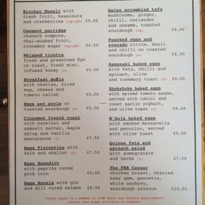 Menu at Pot Kettle Black in Manchester