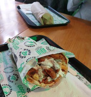 Vegan gyros in a pitta at What The Pitta in London