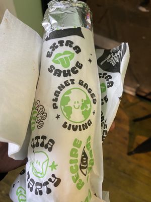 The wrapping #Veganuary at What The Pitta in London