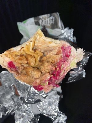 The insides of the vegan doner kebab #Veganuary at What The Pitta in London