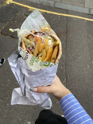 Vegan chicken pitta  at What The Pitta in London