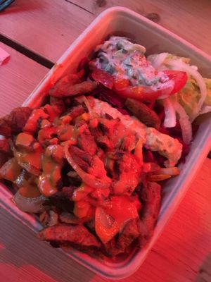 Doner and chips box at What The Pitta in London