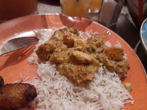 Absolutely delicious. Vegan jackfruit curry. Rest of the curry is on another plate. 9/10 at Las Iguanas - Stratford Westfield in East London