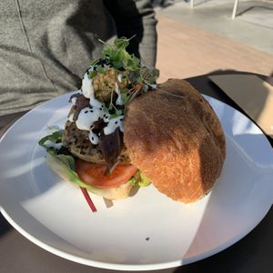 Cauli and eggplant burger. Noice!  at Nourish on North  in Batemans Bay