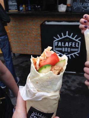 Enjoyed the falafel today followed by chocolate and also peach vegan ice cream. Awesome despite the rain. Thanks. Found the stall hidden amongst an outdoor food market behind the house of illusion next to the rocket, plane, and helicopter, which are a long, straight, pretty walk from the main entrance of the park.  at Falafel Bro - Vdnkh Park in Moscow