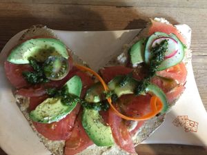 Hummus tomato tartine at Le Pain Quotidien - Distrito Arcos in Buenos Aires