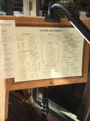 Le Pain menu (outside) at Le Pain Quotidien - Shibakouen in Tokyo