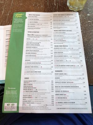 Vegan/vegetarian menu  at Las Iguanas - Trafford Centre in Manchester