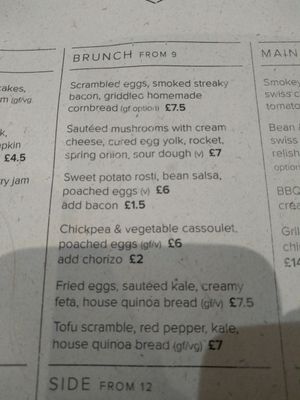 Brunch menu at NOVI in Cambridge