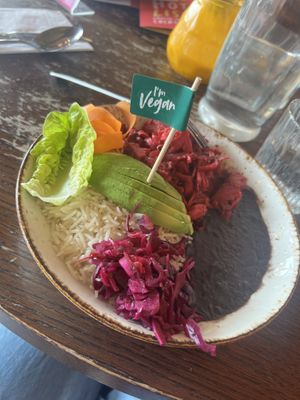 Jackfruit burrito bowl  at Las Iguanas in Torquay
