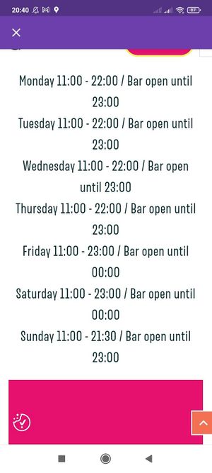 Opening hours checked on website 18 October 2023. at Las Iguanas in Torquay