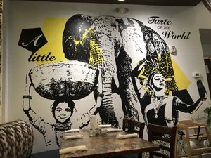 Beautiful artwork on walls  at Govinda's in Houston