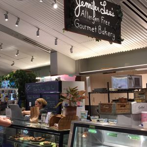 stall and sign at Jennifer Lee's Gourmet Bakery in Boston