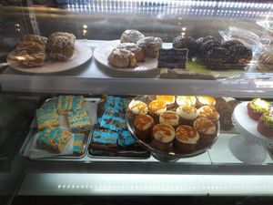 Dessert case at Jennifer Lee's Gourmet Bakery in Boston