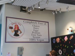 Clear signage at Jennifer Lee's Gourmet Bakery in Boston