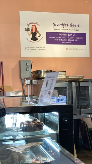 Signage  at Jennifer Lee's Gourmet Bakery in Boston