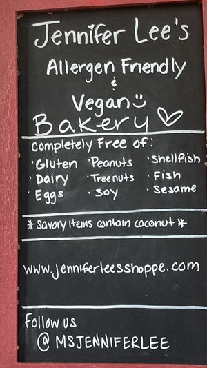 Signage  at Jennifer Lee's Gourmet Bakery in Boston