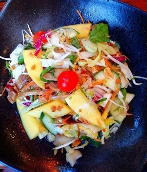 the mango seitan salad is sooo delicious!! at Chay Umi in Berlin